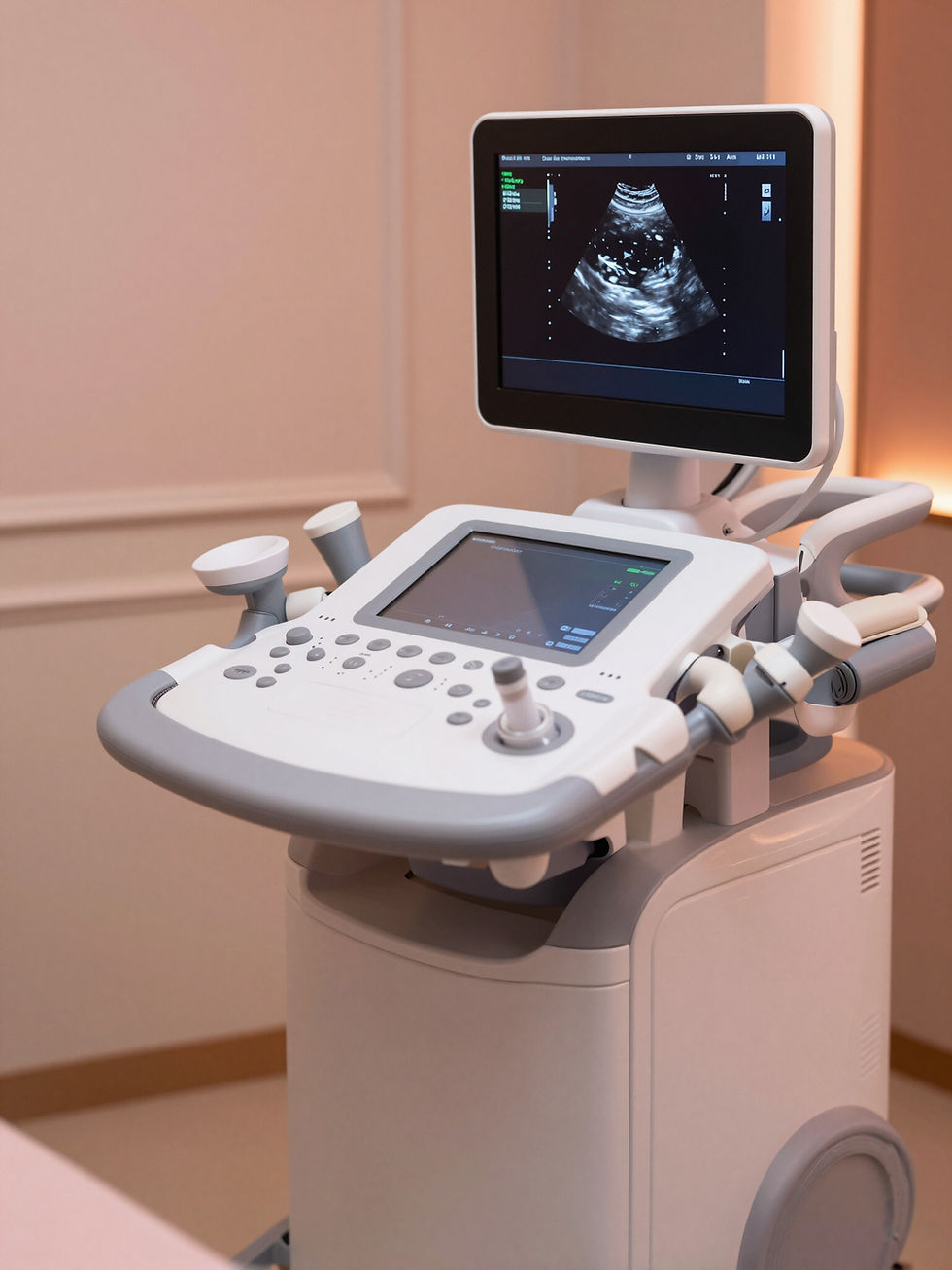 Modern ultrasound machine in a private SonoMommy 3D/4D scan room