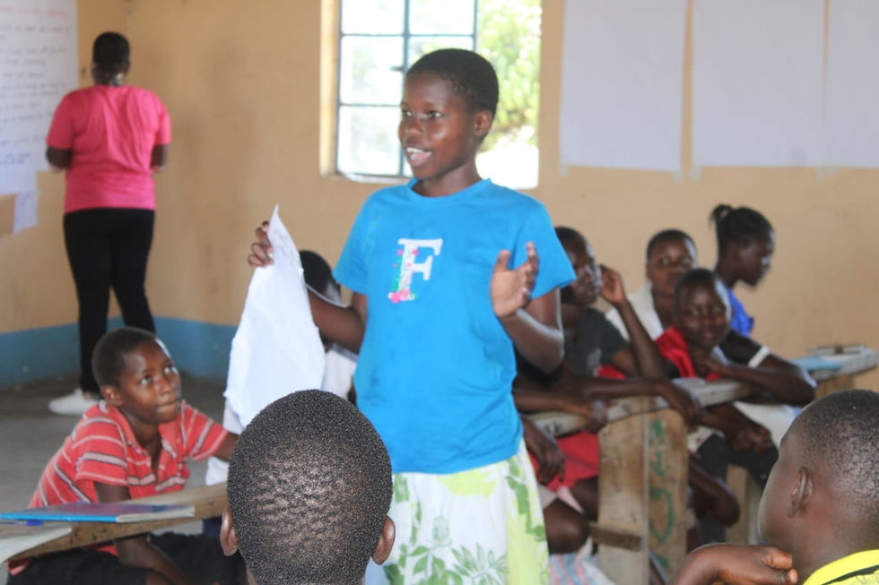 A student contributing during a discussion session.