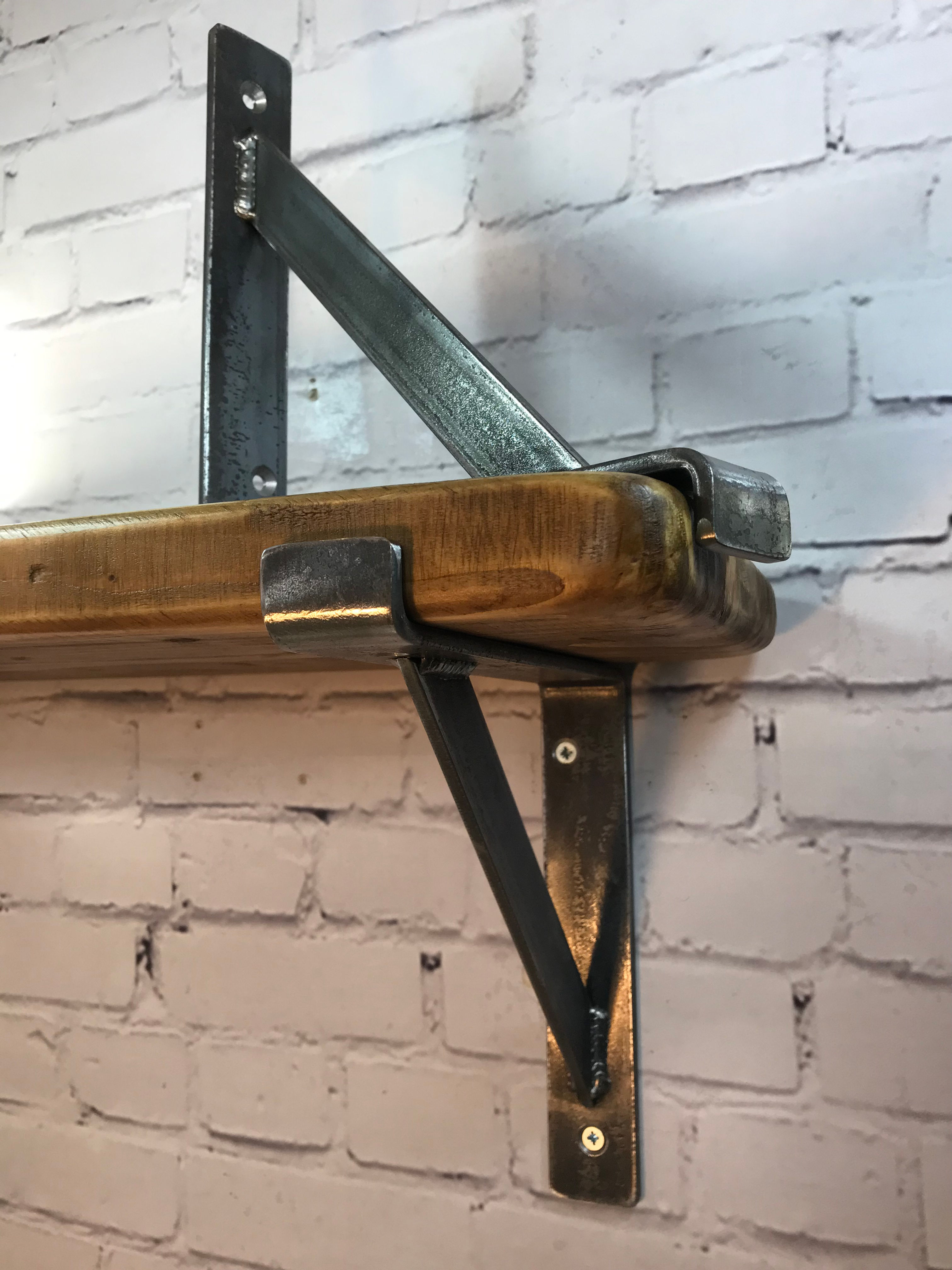 Extra Heavy Duty Satin Black Down brackets & Reclaimed Distressed Shelf