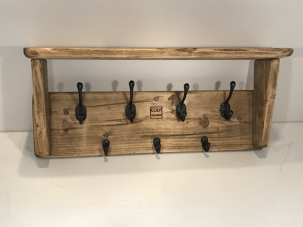 Thumbnail: Hooded Cloakroom Rack with antique style heavy black hangers.