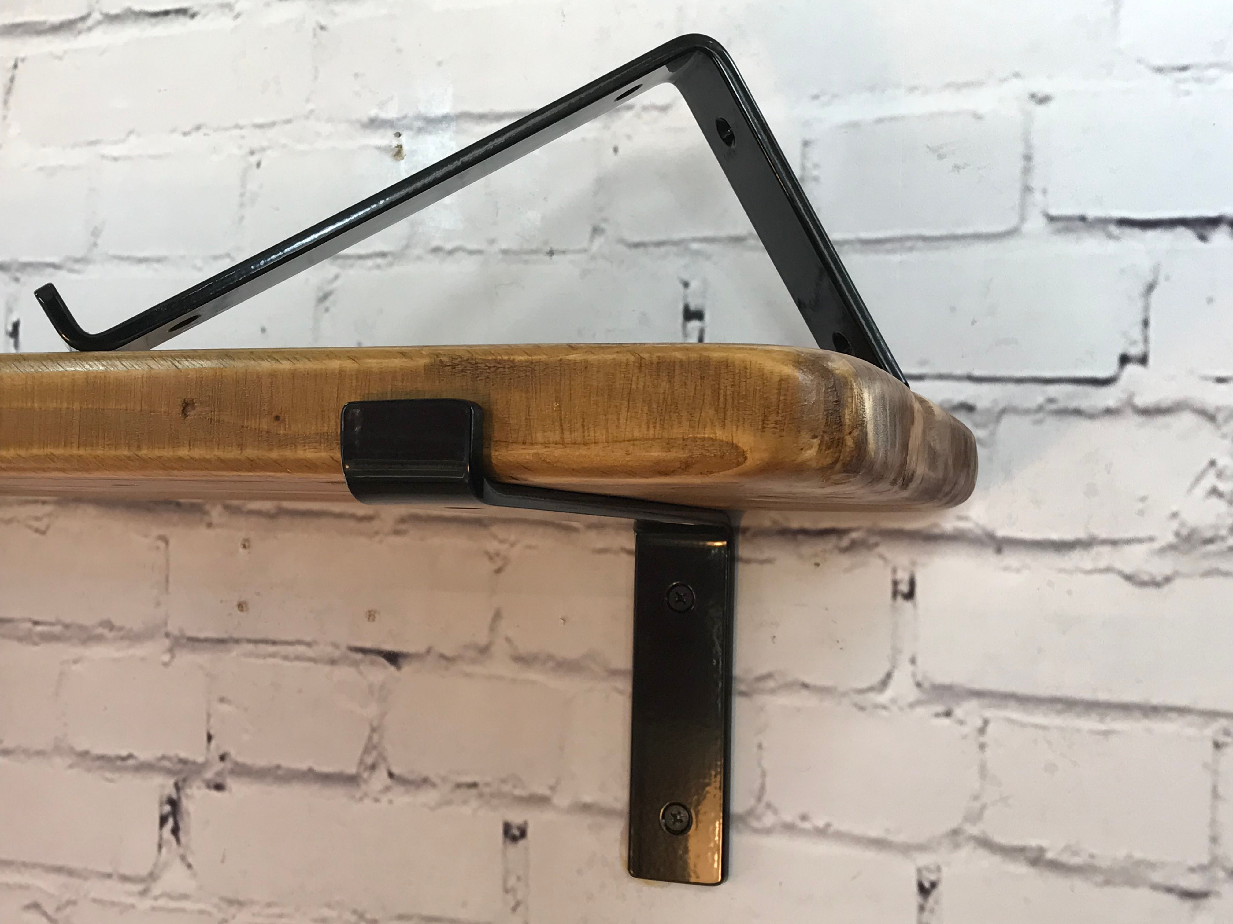 Matt Black Down style brackets & Reclaimed Distressed Shelf.
