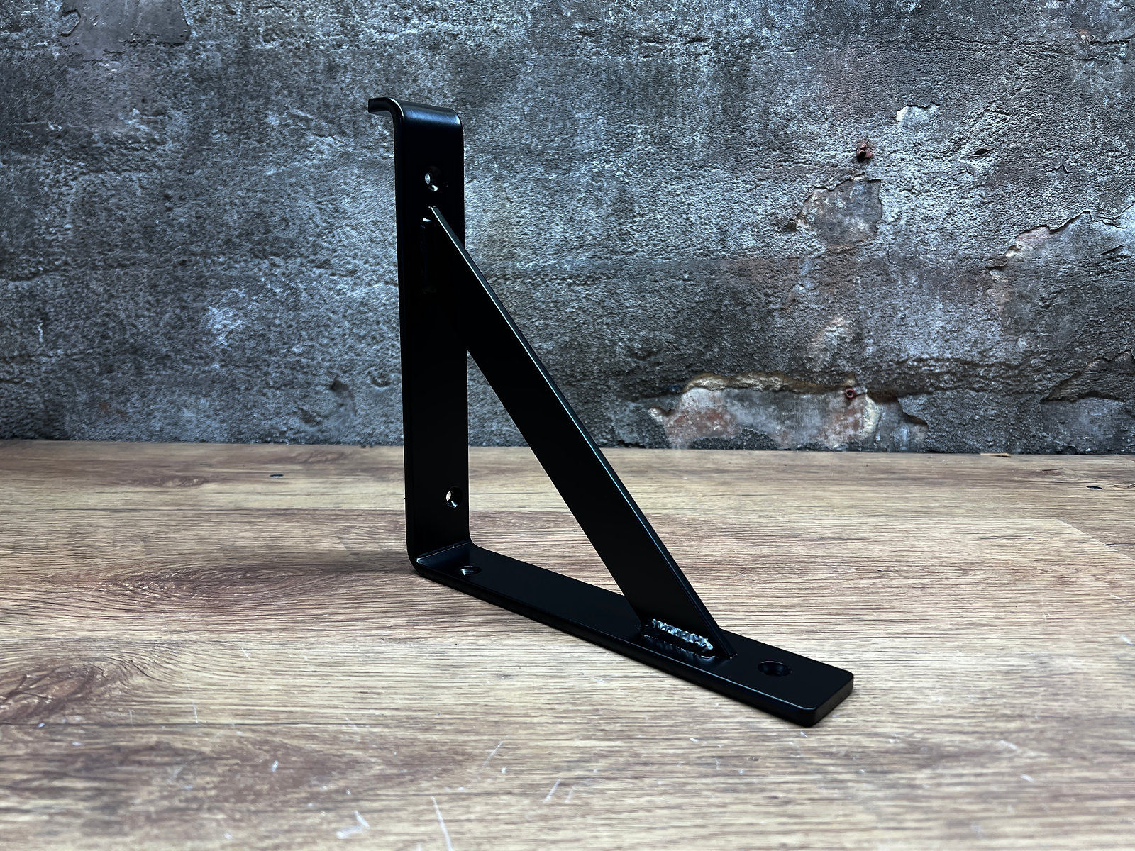 Extra Heavy Duty Matt Black Down brackets & Reclaimed Distressed Shelf