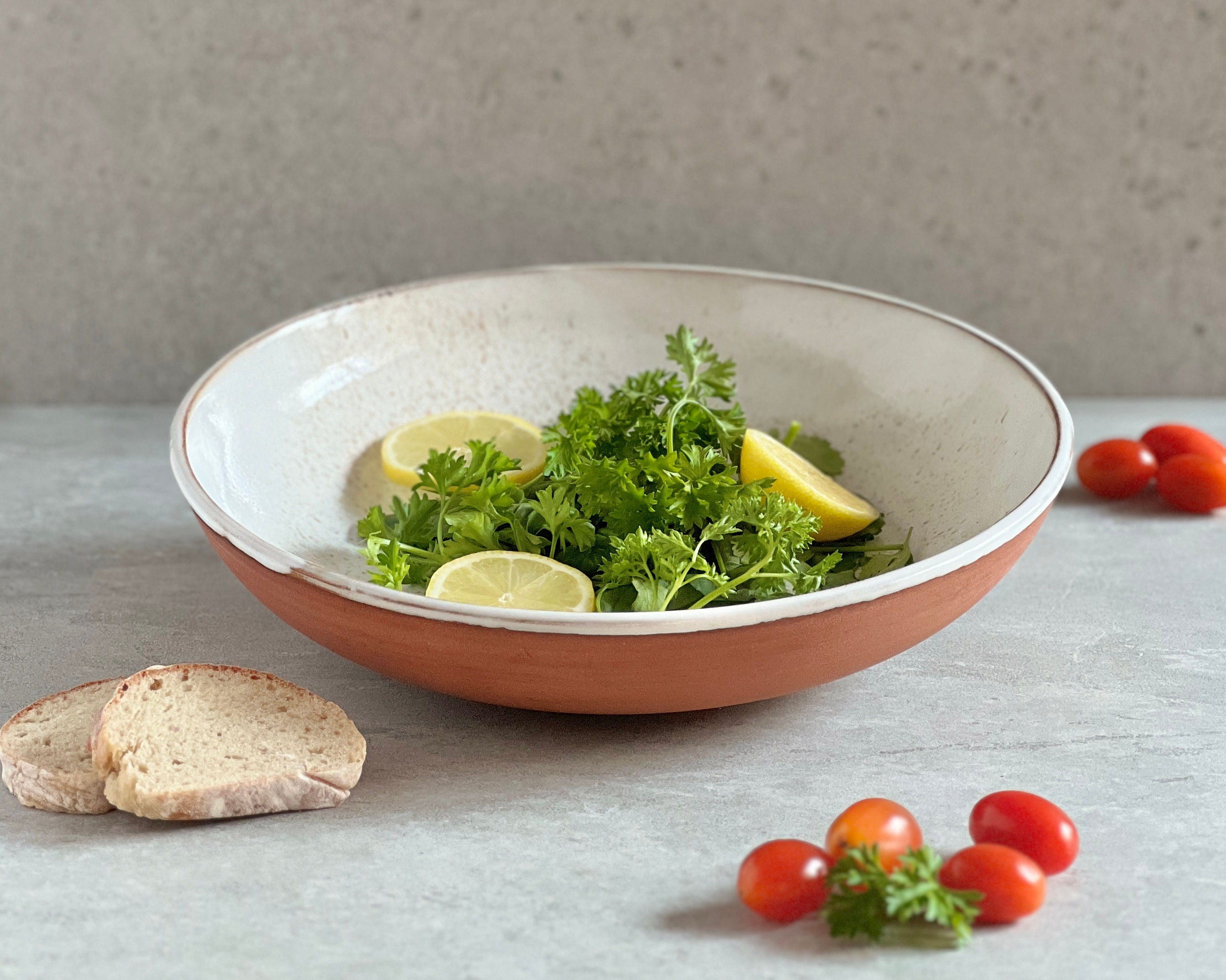 Salad Bowl | Large | Stone White & Terracotta