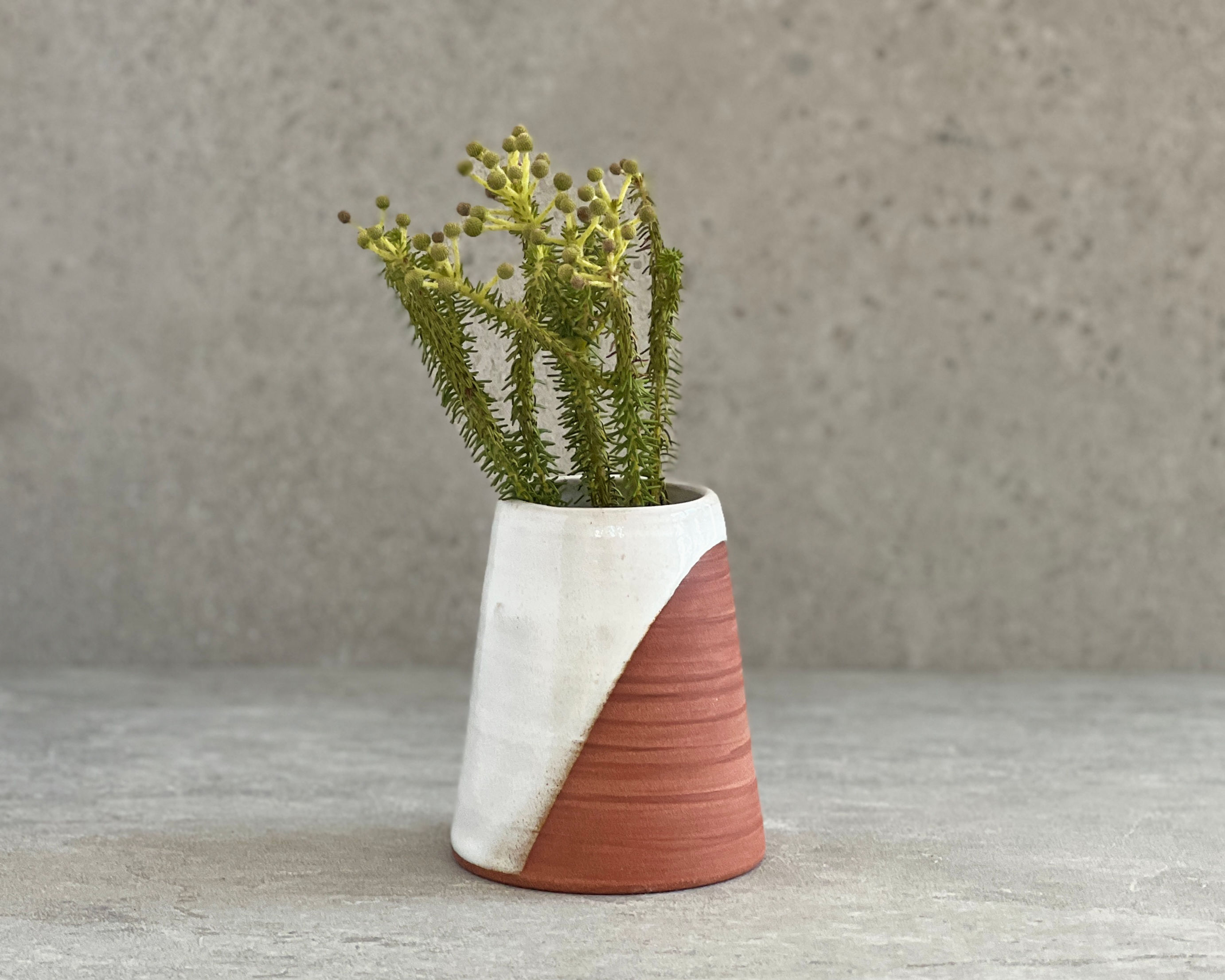 Taper Vase | Stone White & Terracotta