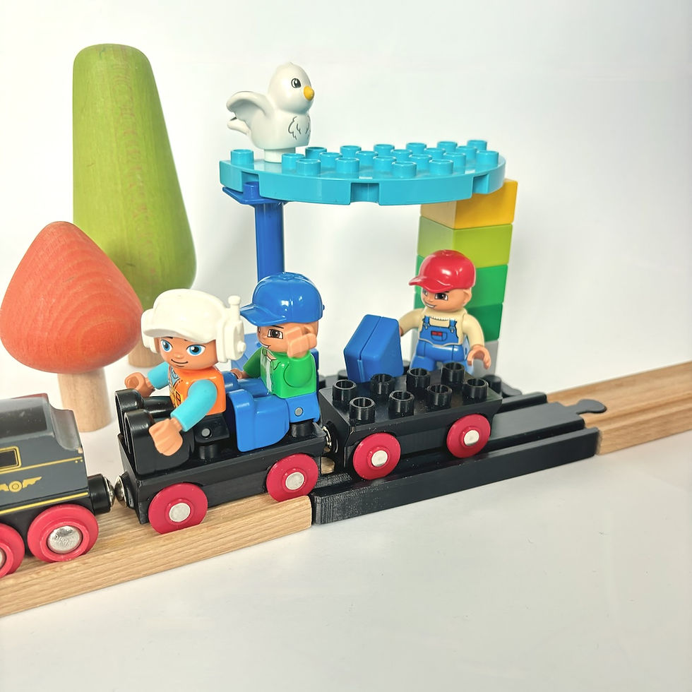 Bahnwagen mit Duplo Noppen von tekku - im Spiel
