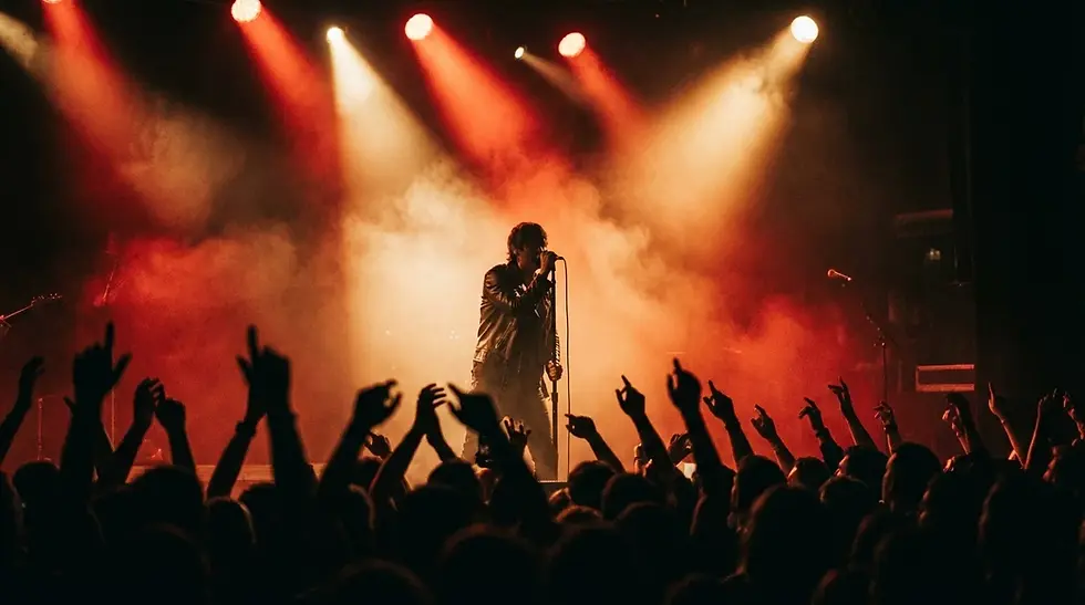 Konser sahnesinde profesyonel ışık altında gerçekleştirilen etkinlik filmi çekimi örneği