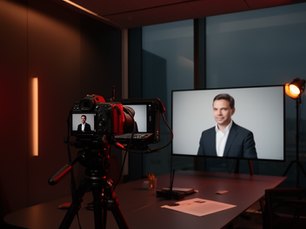 Professional corporate photography session reviewing portraits, workplace and architectural images on a tethered monitor