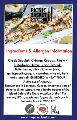 Greek Souvlaki Chicken Kebobs, Pita w: B
