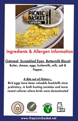 Oatmeal, Scrambled Eggs, Buttermilk Bisc