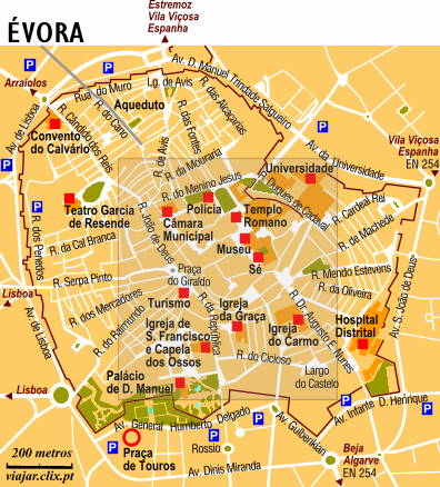 mapa turistico de Évora