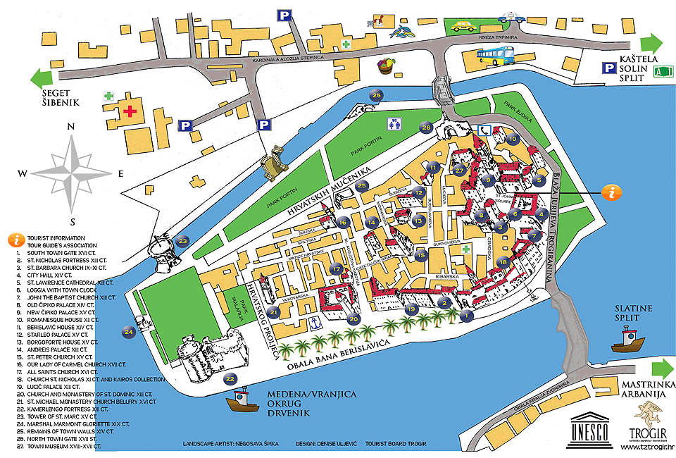 Mapa de Trogir, Croacia