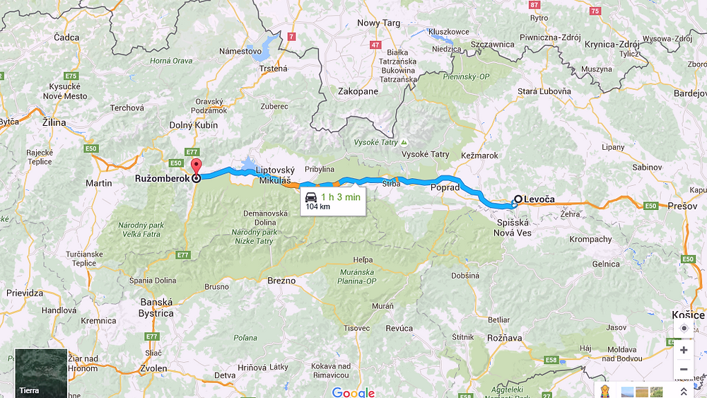 Ruta a Ruzomberok (Eslovaquia)