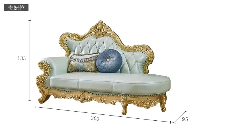 Thumbnail: Living room furniture European sofa head cowhide corner champagne golden sofa fu