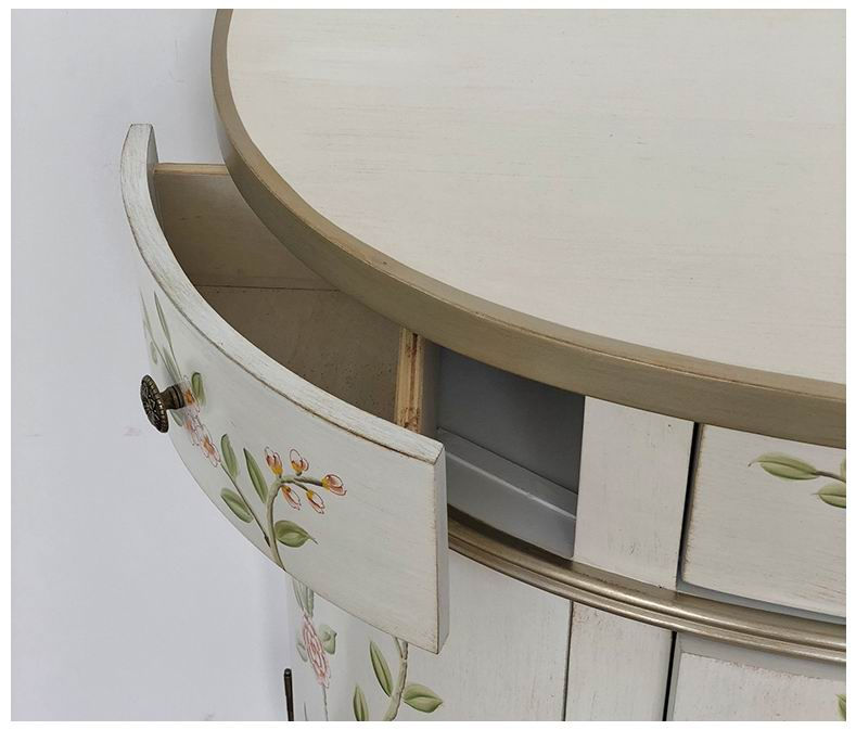 Thumbnail: American Style Sideboard Vintage Silver Painted Foyer Entrance Cabinet New Chine
