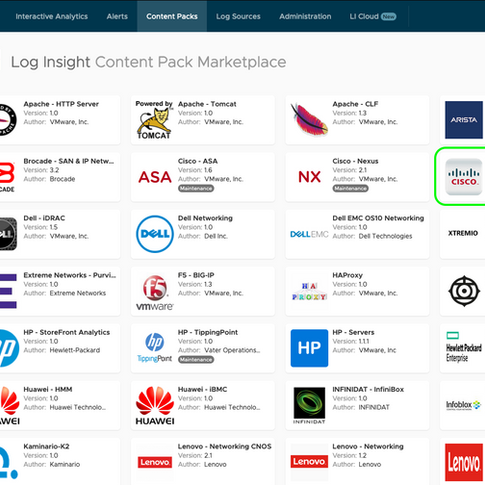 vRLI and the Cisco UCS Content Pack