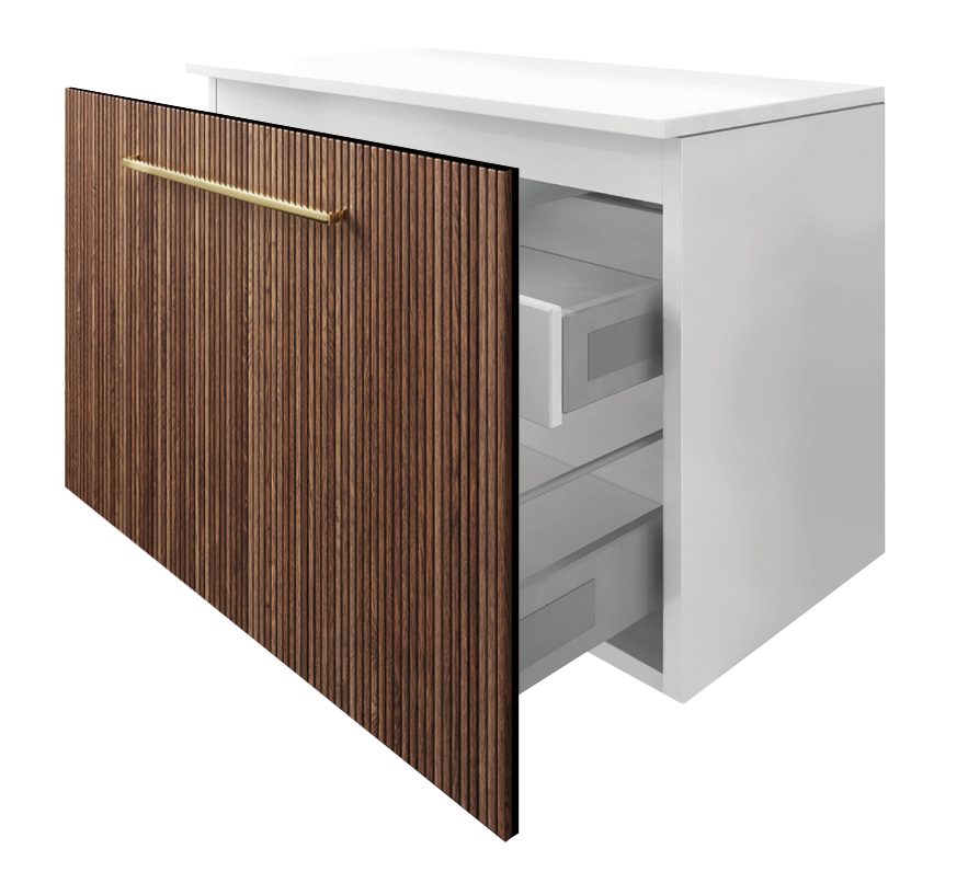 Miniatura: Móvel de Casa de Banho Suspenso Syrena 100cm Branco 3D c/Tampo