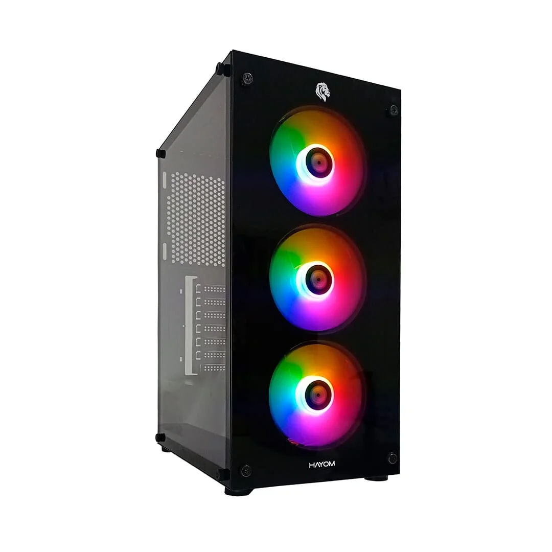 Gabinete Gamer Hayom GB1769, Tampa Lateral de Vidro, Com 3 Fans, LED RGB, Sem Fo