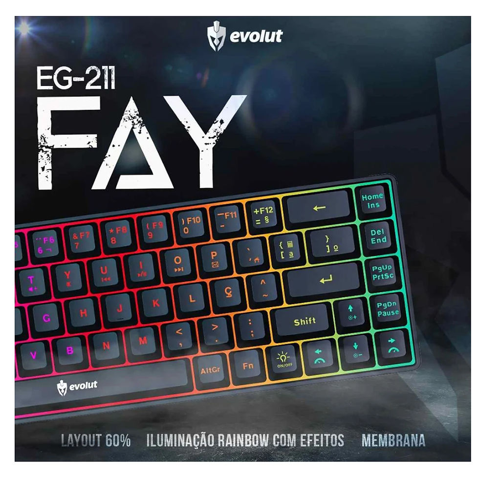 Miniatura: Teclado Gamer Evolut Eg211, Led Backlight Rainbow 60% Fay, USB, Preto