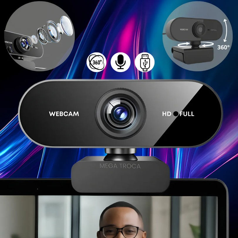 Miniatura: FIFINE 1440p Full HD PC Webcam com microfone, tripé, para desktop e laptop USB,