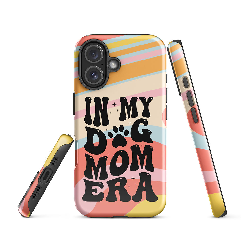 Thumbnail: Tough Case for iPhone® In my Dog Mom Era Retro Groovy Background