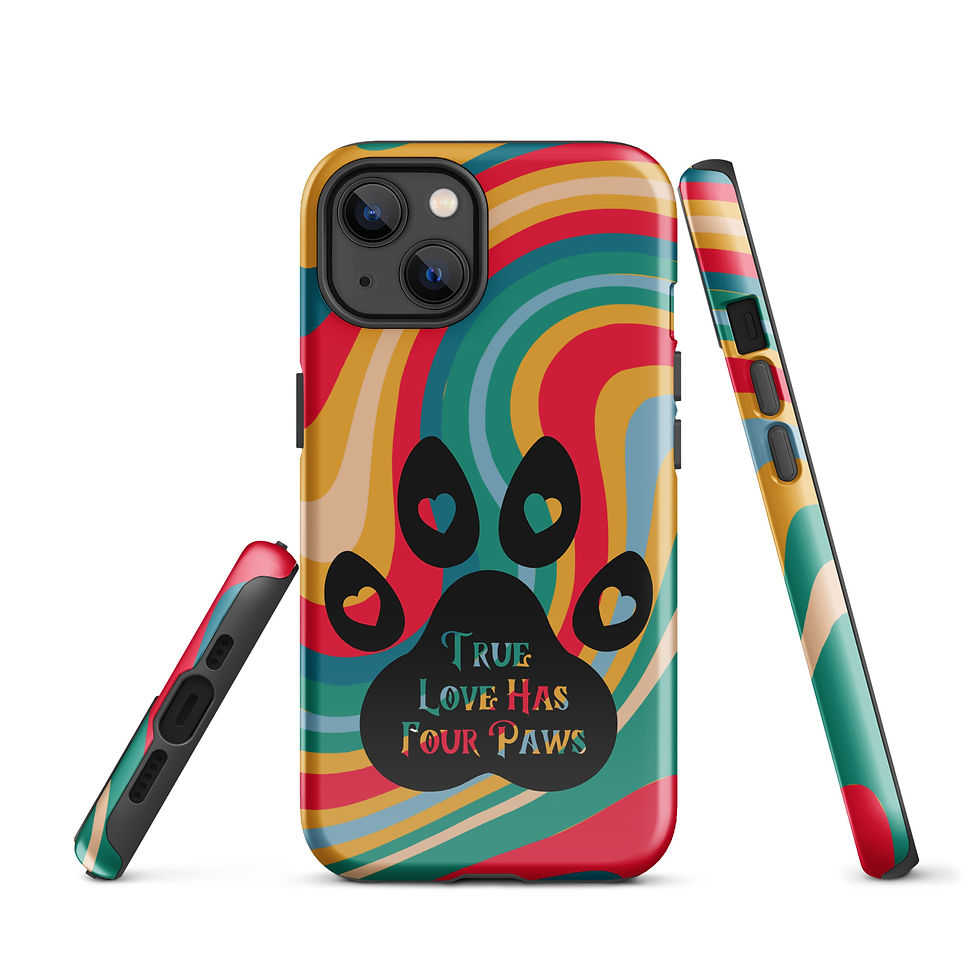 Thumbnail: Tough Case for iPhone® True Love Has Four Paws with Swirl Retro Background