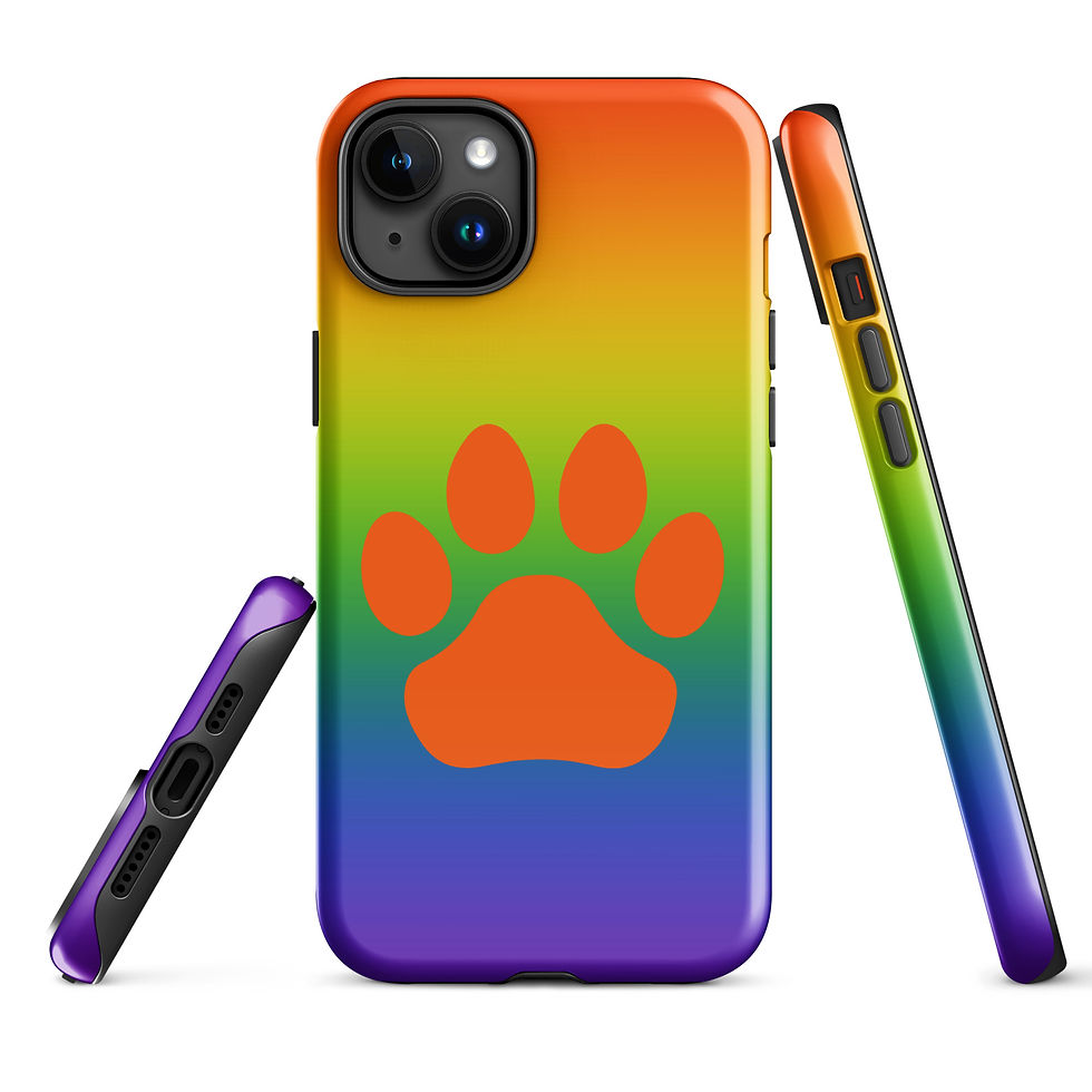 Thumbnail: Tough Case for iPhone® Pawprint with Bright Rainbow Background