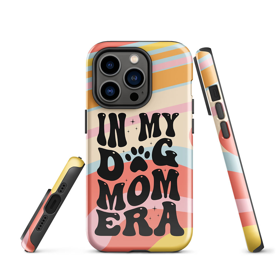 Thumbnail: Tough Case for iPhone® In my Dog Mom Era Retro Groovy Background