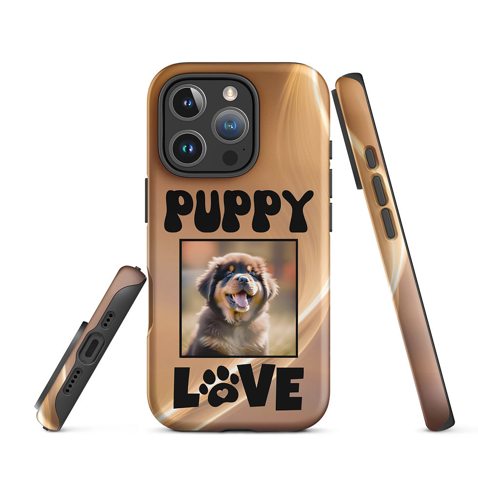 Thumbnail: Tough Case for iPhone® Mastiff Puppy Love with Golden Orange Background