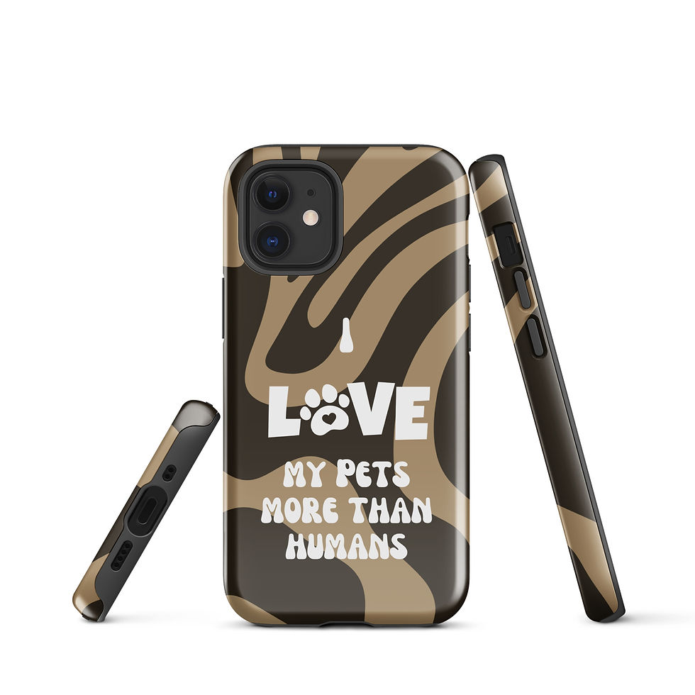 Thumbnail: Tough Case for iPhone® I Love My Pets More Than Humans Brown Background