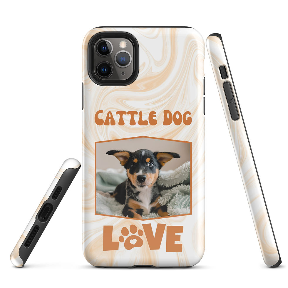 Thumbnail: Tough Case for iPhone® Cattle Dog Puppy with Orange Swirl Background