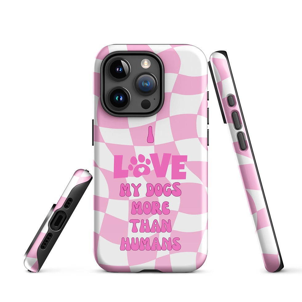 Thumbnail: Tough Case for iPhone® I Love My Dogs More Than Humans Checker Background