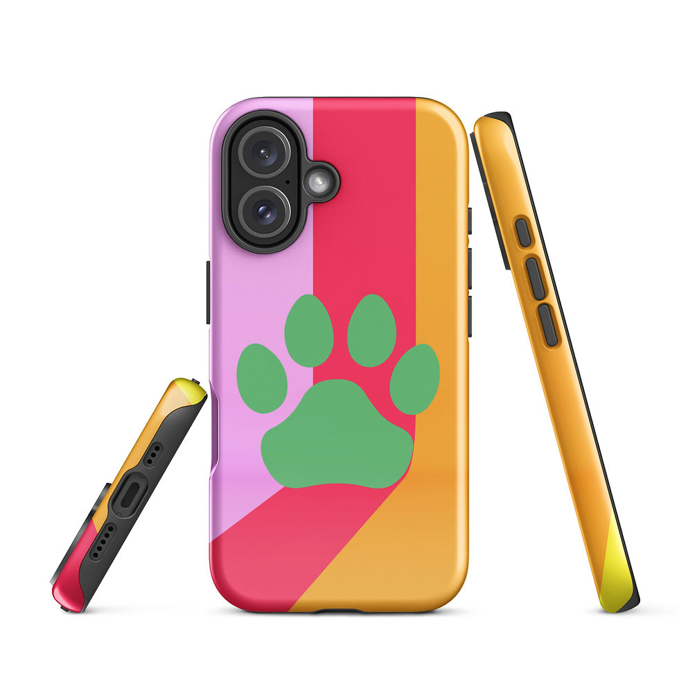 Thumbnail: Tough Case for iPhone® Paw Print with Retro Angle Background