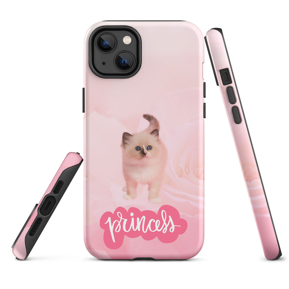 Thumbnail: Tough Case for iPhone® Kitten Princess with Pink Rose Background