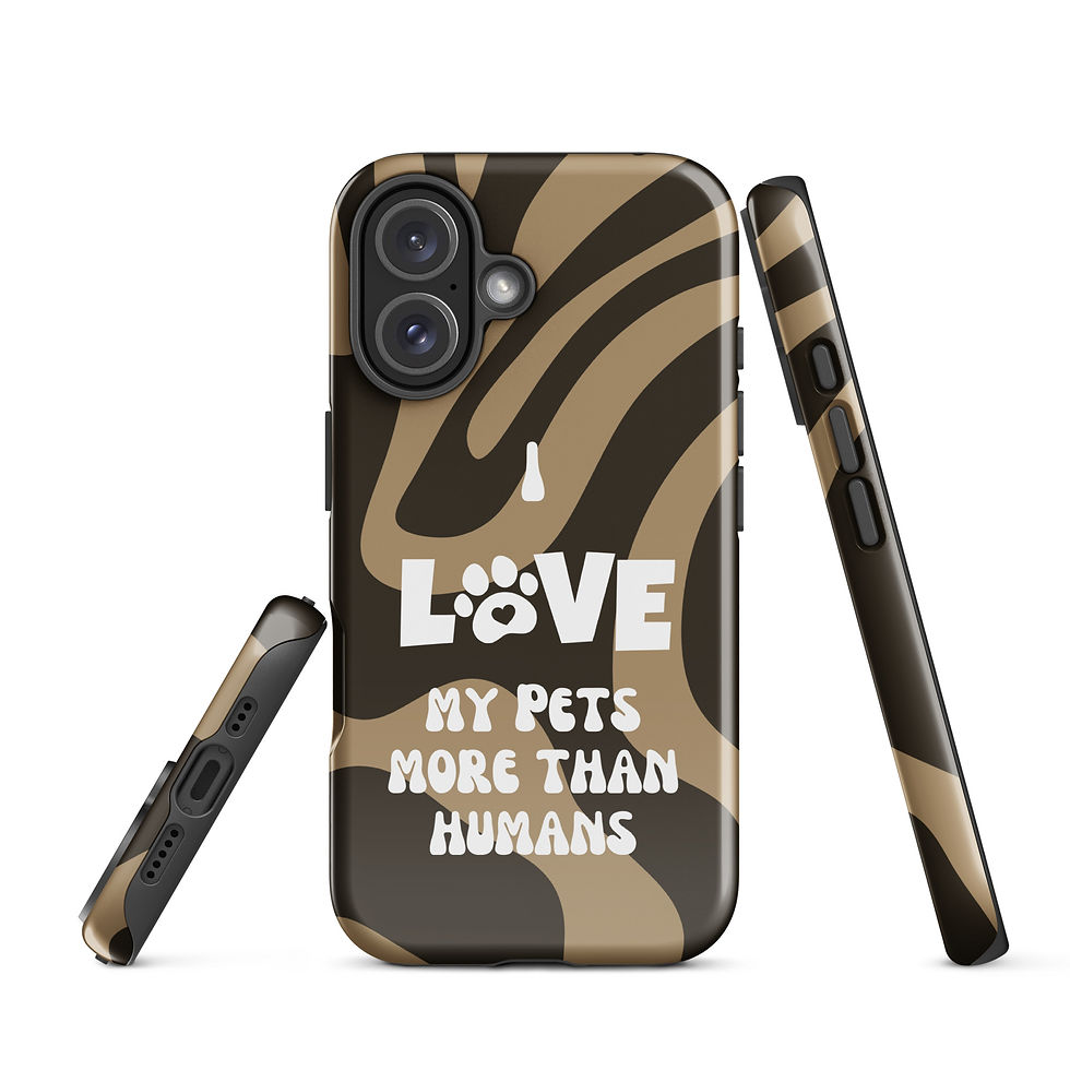 Thumbnail: Tough Case for iPhone® I Love My Pets More Than Humans Brown Background
