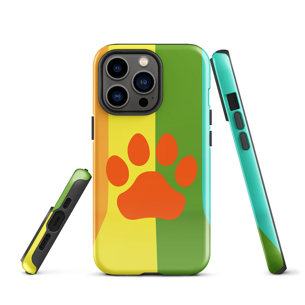 Thumbnail: Tough Case for iPhone® Paw with Retro Groovy Background