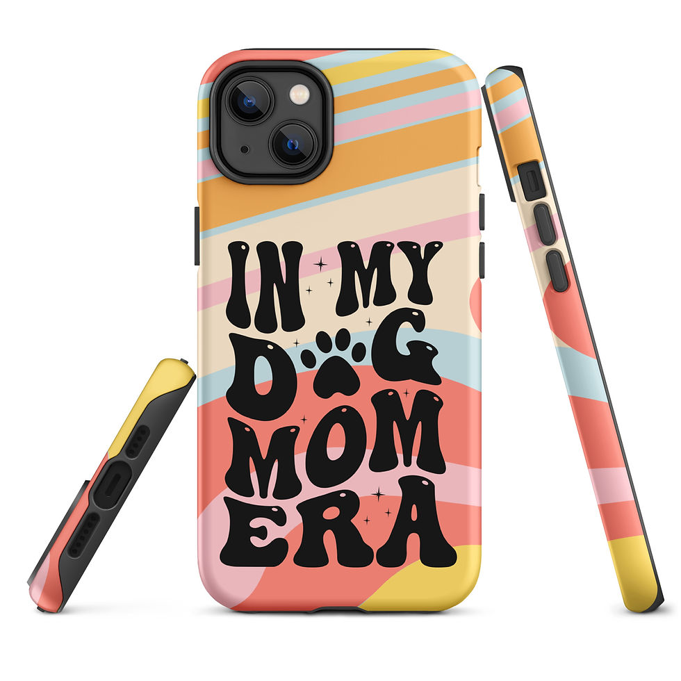 Thumbnail: Tough Case for iPhone® In my Dog Mom Era Retro Groovy Background
