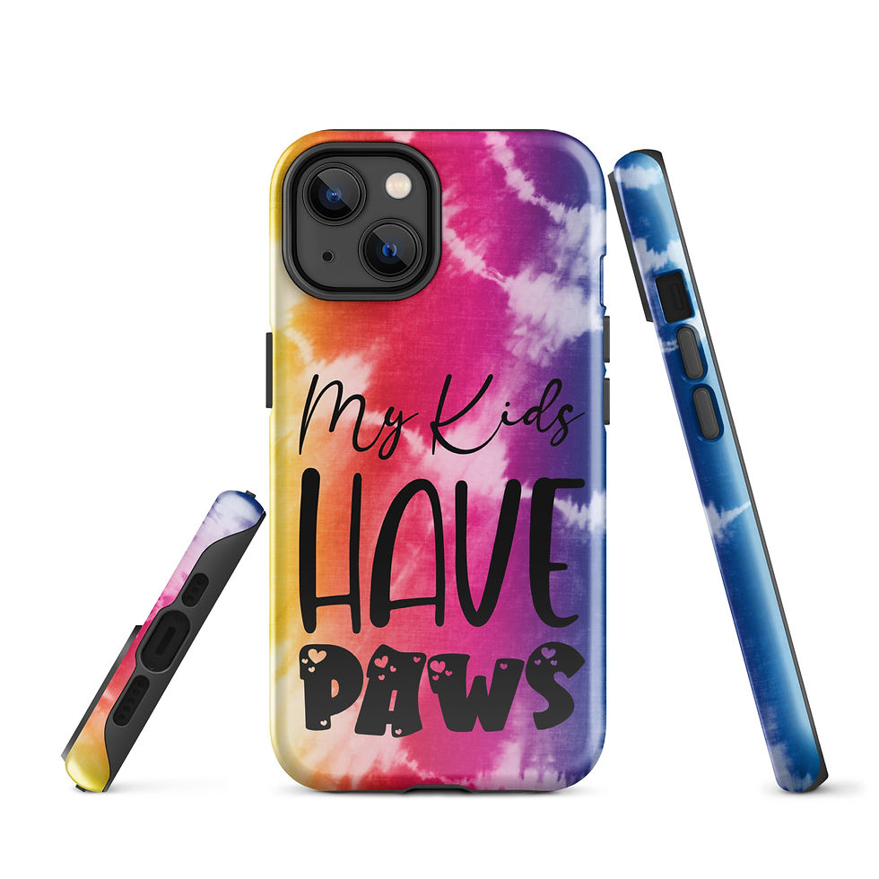 Thumbnail: Tough Case for iPhone® My Kids Have Paws Tie Dye Background
