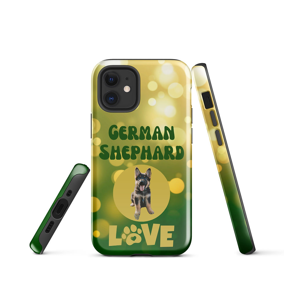 Thumbnail: Tough Case for iPhone® German Shephard Puppy Love with Bubbles Background