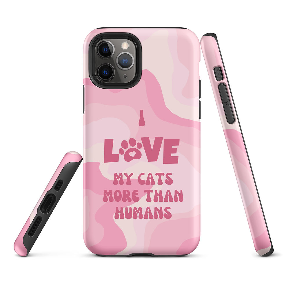 Thumbnail: Tough Case for iPhone® I Love my Cats More than Humans Pink Background