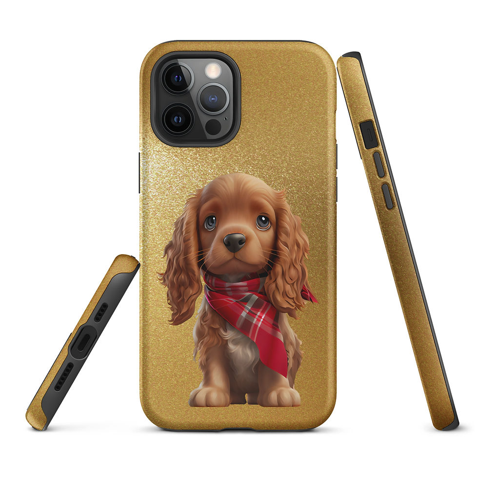 Thumbnail: Tough Case for iPhone® Puppy Dog Eyes, Red Bandana, and Gold Background