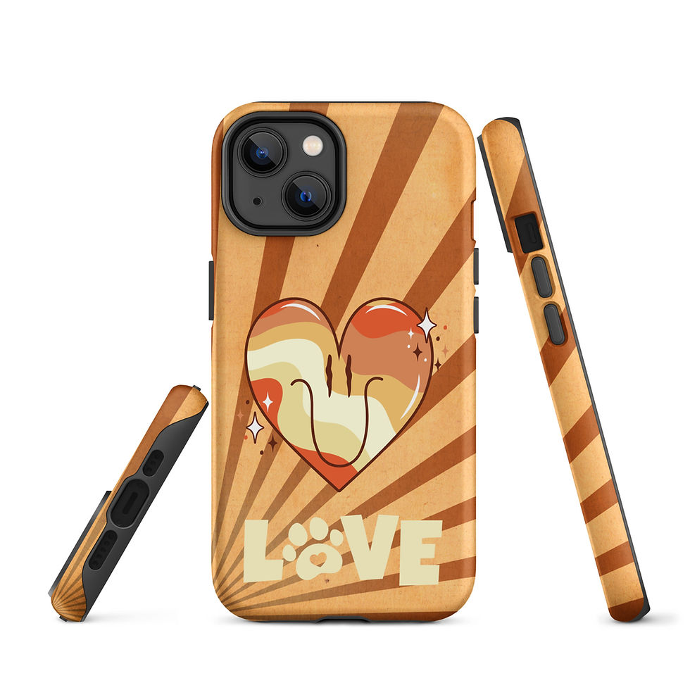 Thumbnail: Tough Case for iPhone® Golden Groovy Heart with Love Paw Print