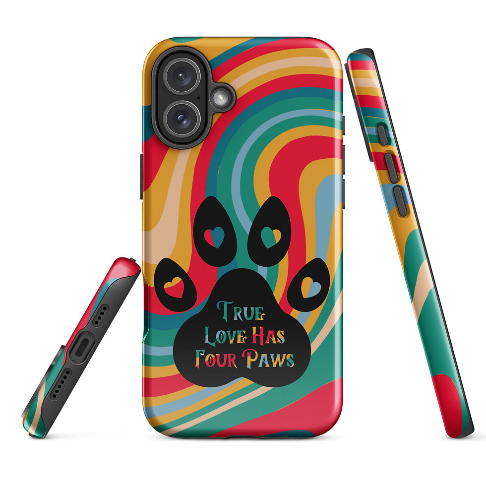 Thumbnail: Tough Case for iPhone® True Love Has Four Paws with Swirl Retro Background