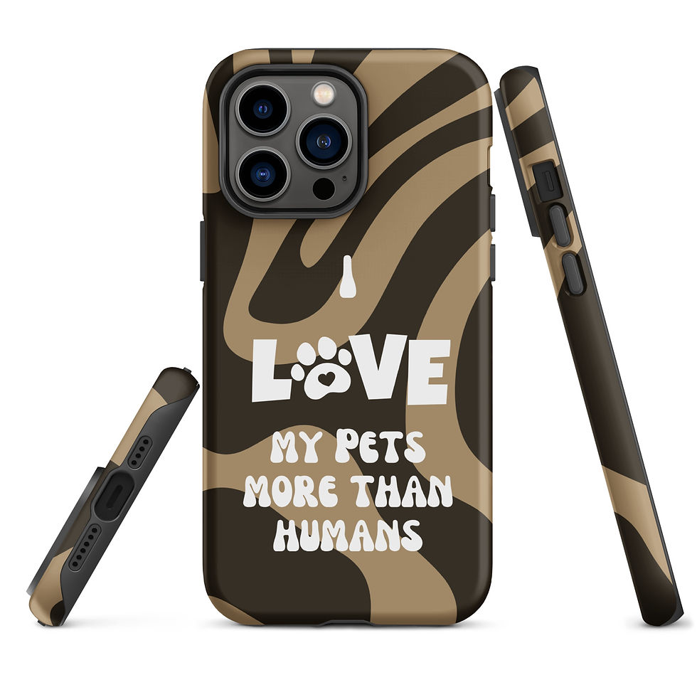Thumbnail: Tough Case for iPhone® I Love My Pets More Than Humans Brown Background
