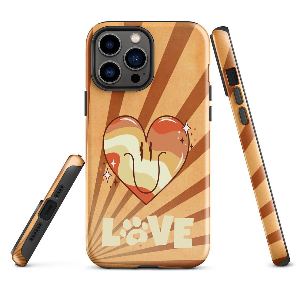 Thumbnail: Tough Case for iPhone® Golden Groovy Heart with Love Paw Print