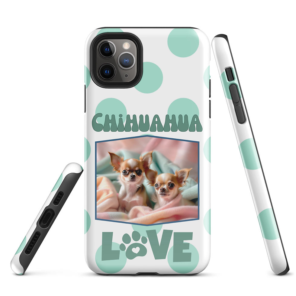 Thumbnail: Tough Case for iPhone® Chihuahua Love Green Polka Dot