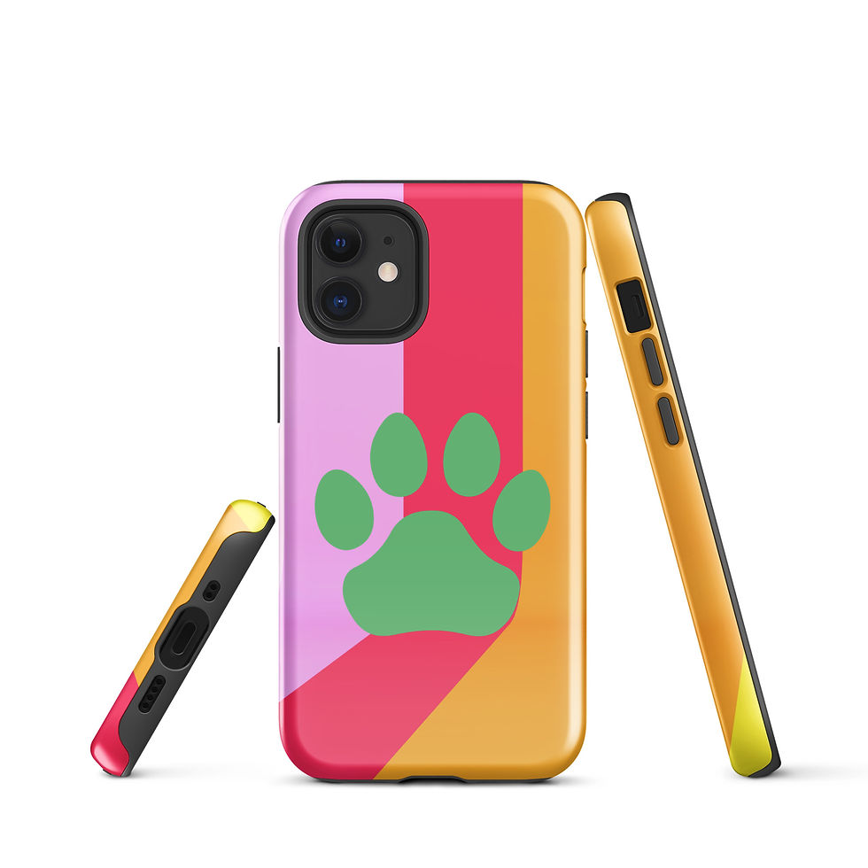 Thumbnail: Tough Case for iPhone® Paw Print with Retro Angle Background