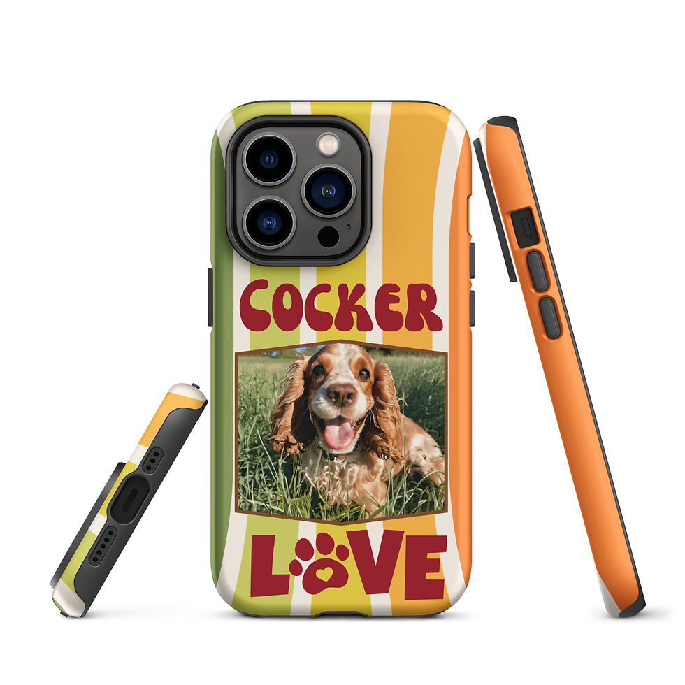 Thumbnail: Tough Case for iPhone® Cocker Love with Retro Background