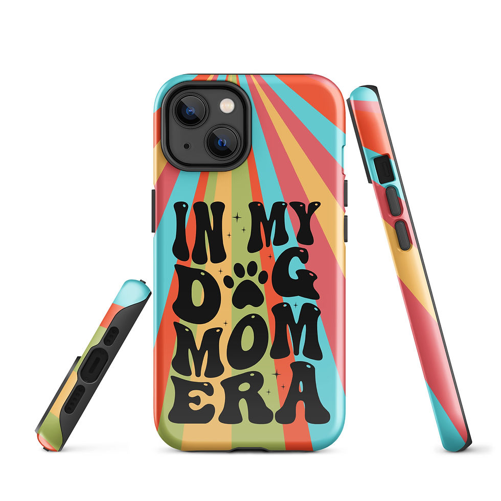 Thumbnail: Tough Case for iPhone® In my Dog Mom Era Retro Bright Background