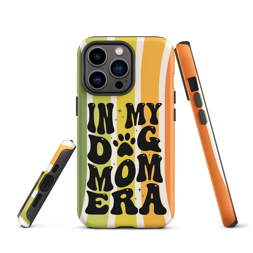 Thumbnail: Tough Case for iPhone® In my Dog Mom Era Retro Stripe Background