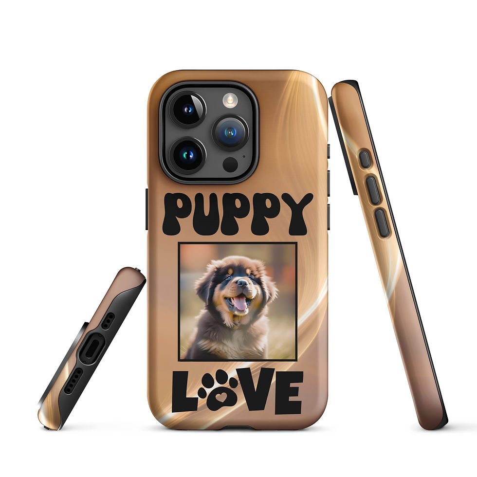 Thumbnail: Tough Case for iPhone® Mastiff Puppy Love with Golden Orange Background